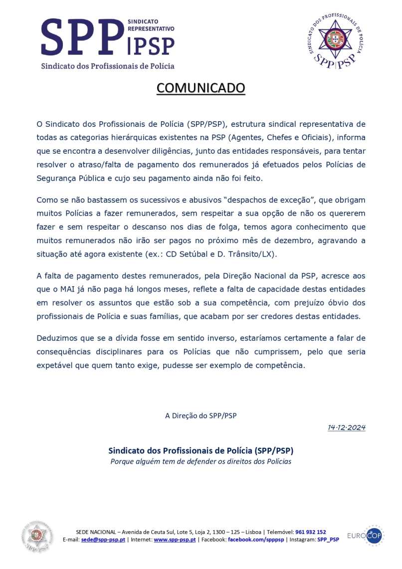Atraso/falta de pagamento dos remunerados