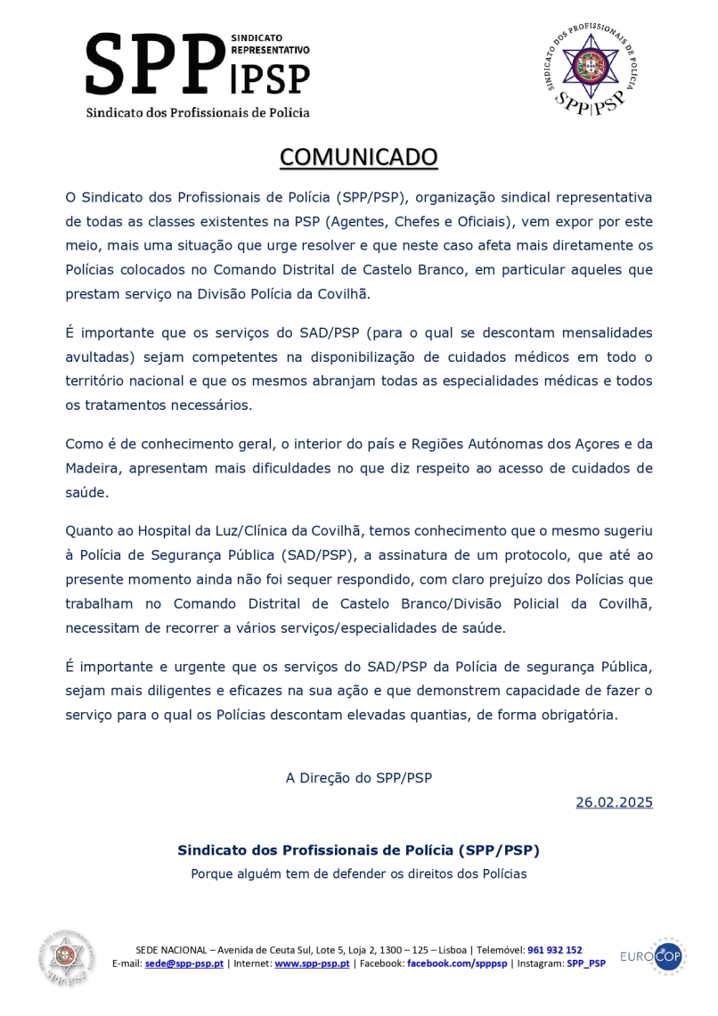 SAD/PSP - Disponibilização de cuidados médicos