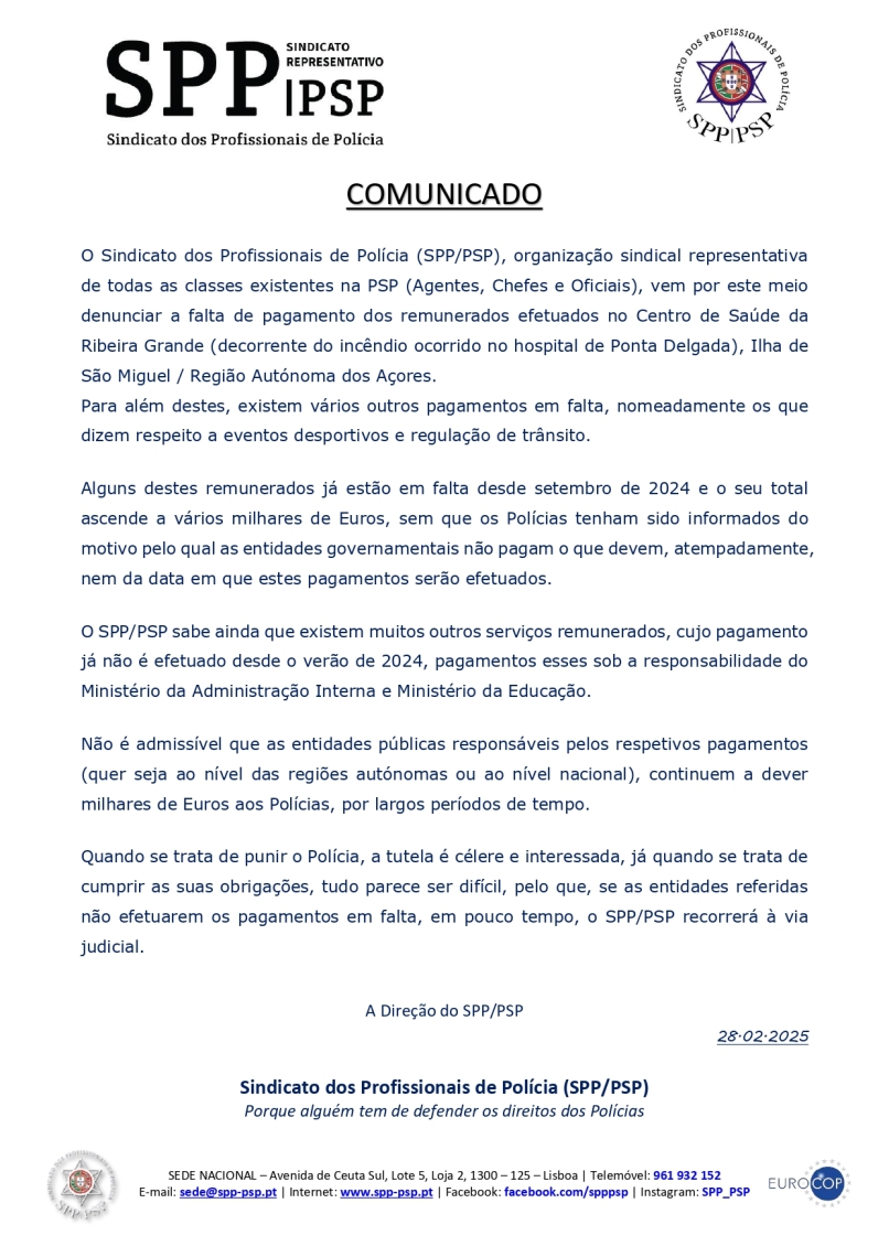 Falta de pagamento de remunerados 